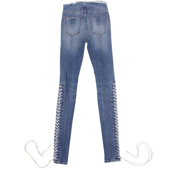UNRAVEL PROJECT Denim Blue Cotton Lace Up Skinny Jeans Pants Size 26 $1155 - Picture 3 of 4